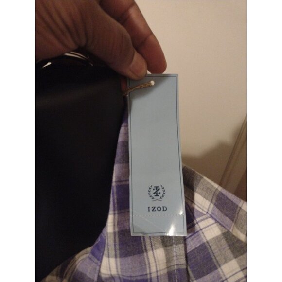 NWT New IZOD Women's Large L Cotton Button Up Shirt Purple Gray Long Sleeve - Picture 6 of 15